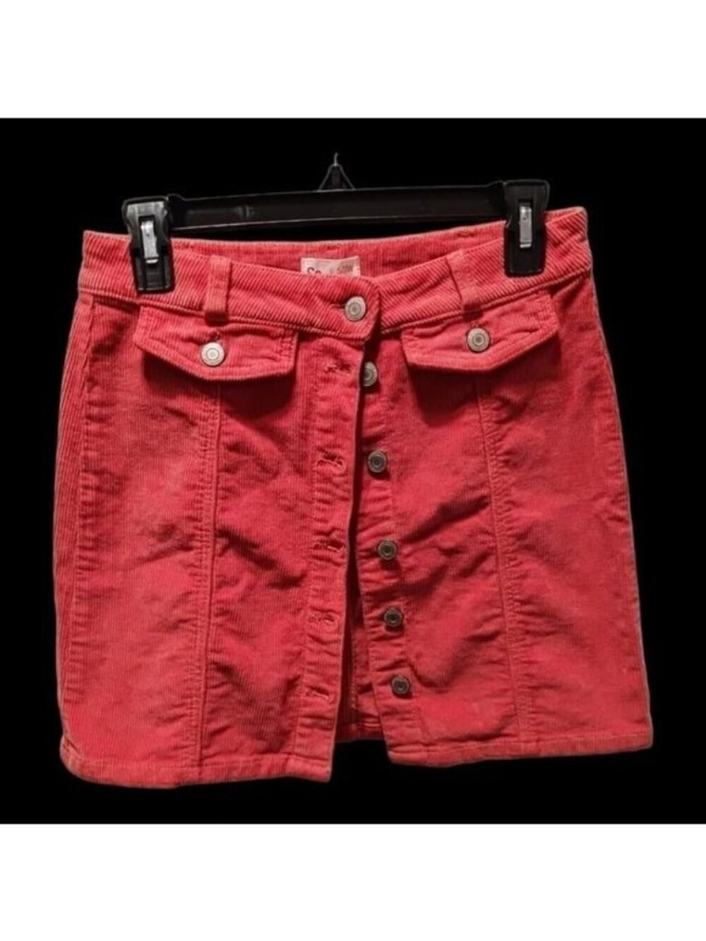 SO Corduroy Mid Rise Women Mini Skirt Salmon Rose 5/W27